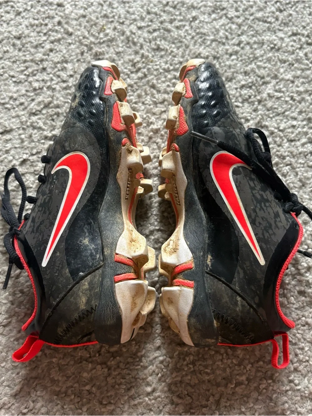 Nike Black Pink Red Neon Softball Cleats Sz 1.5 Youth Kids Shoes
